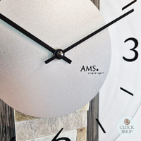 40cm Stone Inlay & Charcoal Wall Clock With Glass Dial By AMS image