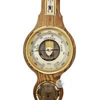 54cm Oak Traditional Weather Station With Barometer Thermometer & Hygrometer By FISCHER image