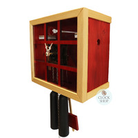 Red Cube 8 Day Mechanical Modern Cuckoo Clock With Clear Front 26cm By ROMBA image