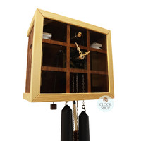 Brown Cube 8 Day Mechanical Modern Cuckoo Clock With Clear Front 26cm By ROMBA image