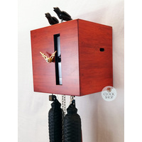 Red Cube 8 Day Mechanical Modern Cuckoo Clock With Moving Birds 19cm By ROMBA image