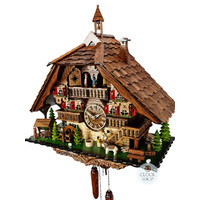 Wood Chopper Battery Chalet Cuckoo Clock With Dancers & Water Wheel 42cm By ENGSTLER image