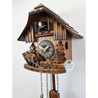 Horse & Logger Battery Chalet Cuckoo Clock 21cm By ENGSTLER image