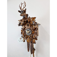 5 Leaf & Deer 1 Day Mechanical Carved Cuckoo Clock 30cm By ENGSTLER image