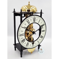 24cm Black & Brass Mechanical Skeleton Table Clock With Bell Strike By HERMLE image