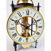 24cm Black & Brass Mechanical Skeleton Table Clock With Bell Strike By HERMLE  image