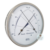 13cm Silver Room Climate Meter With Thermometer & Hair Hygrometer By FISCHER image