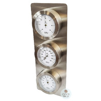 38cm Silver Outdoor Weather Station With Thermometer, Barometer & Hygrometer By FISCHER  image