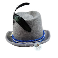 Grey & Blue Trilby Party Hat With Feather image