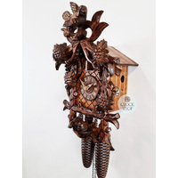 Bird & Edelweiss Flowers 8 Day Mechanical Carved Cuckoo Clock 36cm By SCHWER image