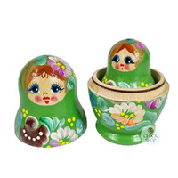 Floral Russian Dolls- Green 10cm (Set Of 5) image