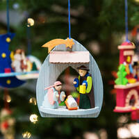 8cm Nativity Scene Hanging Decoration With Jesus Mary & Joseph By Graupner image