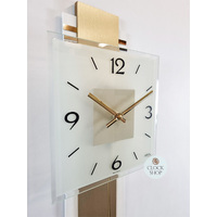 68cm Gold & White Pendulum Wall Clock With Square Dial By AMS image