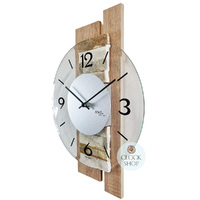40cm Stone Inlay & Beech Wall Clock With Glass Dial By AMS image