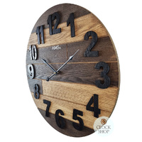 50cm Brown Rustic Round Wall Clock By AMS image