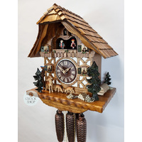 Jumping Deer 8 Day Mechanical Chalet Cuckoo Clock With Dancers 34cm By SCHWER image