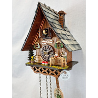 Pinocchio & Geppetto Battery Chalet Cuckoo Clock 25cm By TRENKLE image