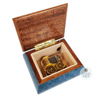 Blue Wooden Music Box With Floral Inlay- Small (Tchaikovsky-Waltz Of The Flowers) image