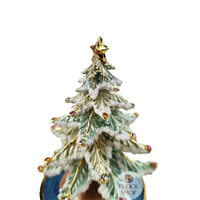 Christmas Tree Enamel Music Box With Blue Base (Oh Christmas Tree) image