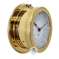 16.5cm Polished Brass Nautical Quartz Clock By FISCHER image