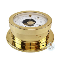 16.5cm Polished Brass Barometer With Thermometer & Hygrometer By FISCHER image