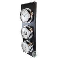 51cm Black Weather Station With Barometer Thermometer Hygrometer & Quartz Clock By FISCHER image