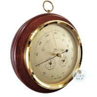 20cm Mahogany Barometer With Thermometer & Hygrometer By FISCHER image