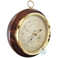 20cm Walnut Barometer With Thermometer & Hygrometer By FISCHER image