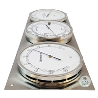 43cm Silver Outdoor Weather Station With Barometer Thermometer & Hygrometer By FISCHER image