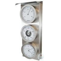 54cm Silver Outdoor Weather Station With Thermometer, Barometer & Hygrometer By FISCHER image
