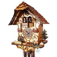 Wood Chopper & Water Wheel 1 Day Mechanical Chalet Cuckoo Clock 33cm By SCHNEIDER image