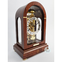 30cm Walnut & Burlwood Mechanical Skeleton Table Clock With Bell Strike By HERMLE image