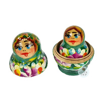 Floral Russian Dolls- Green Mini 4cm (Set Of 5) image