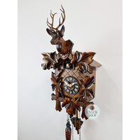 5 Leaf & Deer Battery Carved Cuckoo Clock 42cm By ENGSTLER image