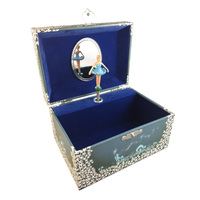Blue Ballerina Musical Jewellery Box With White Flowers (Tchaikovsky-Swan Lake) image