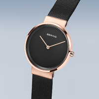 31mm Classic Collection Womens Watch With Black Dial & Milanese Strap & Rose Gold Case By BERING image