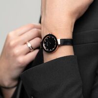 29mm Ceramic Collection Womens Watch With Black Dial & Milanese Strap & Rose Gold Case By BERING image