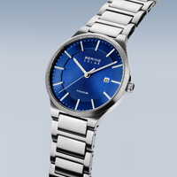 40mm Solar Collection Mens Watch With Blue Dial & Titanium Strap By BERING image