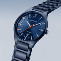 40mm Titanium Collection Mens Watch With Blue Dial & Titanium Strap By BERING image