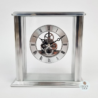 15.4cm Vermont Silver Battery Skeleton Table Clock By ACCTIM image