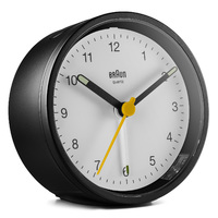 7.5cm Black & White Analogue Alarm Clock By BRAUN image