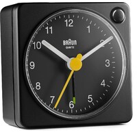 6cm Black Analogue Travel Alarm Clock By BRAUN (No Battery Cover) image