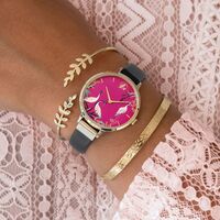 Gold Tahiti Collection Hot Pink Heron Dial By SARA MILLER image