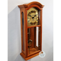66cm Cherry 8 Day Mechanical Chiming Wall Clock With Brass Accents By AMS image