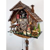 Blacksmith & Horse Battery Chalet Cuckoo Clock With Waterwheel & Dancers 33cm By ENGSTLER image