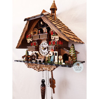 Bell Ringer & Waterwheel Battery Chalet Cuckoo Clock With Dancers 36cm By ENGSTLER image