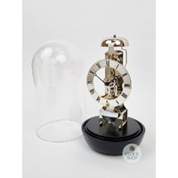 30cm Black Mechanical Skeleton Table Clock With Glass Dome & Bell Strike By HERMLE image