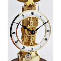 30cm Walnut Mechanical Skeleton Table Clock With Glass Dome & Bell Strike By HERMLE image