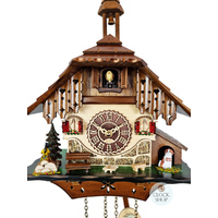Black Forest Battery Chalet Cuckoo Clock With Bell Tower 32cm By TRENKLE image