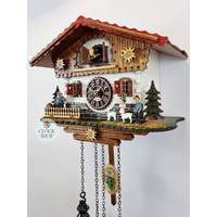Heidi House Battery Chalet Cuckoo Clock With Edelweiss Flowers 21cm By TRENKLE image